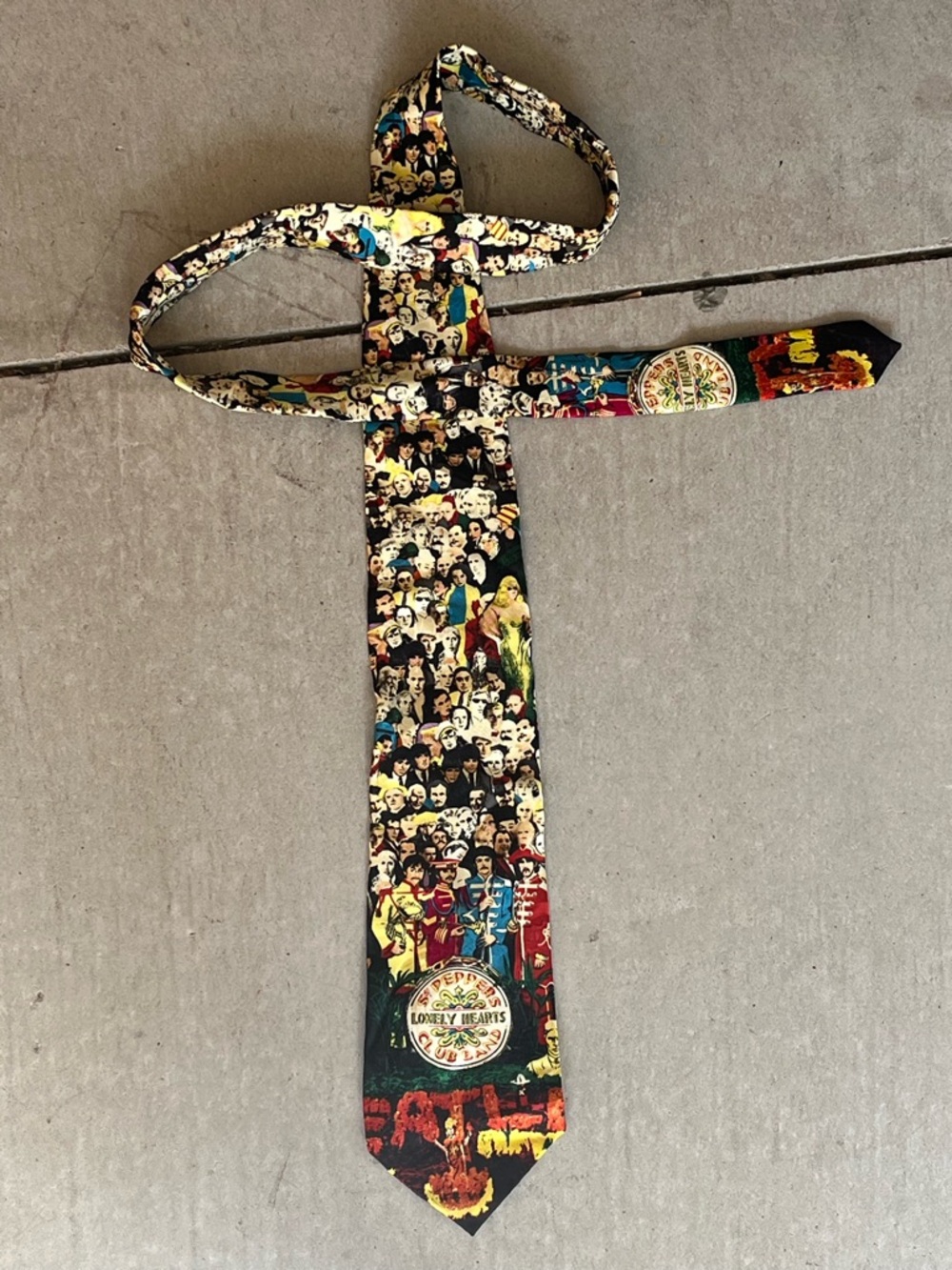 Novelty Beatles Sgt. Pepper Collage Silk Tie - Multicolor